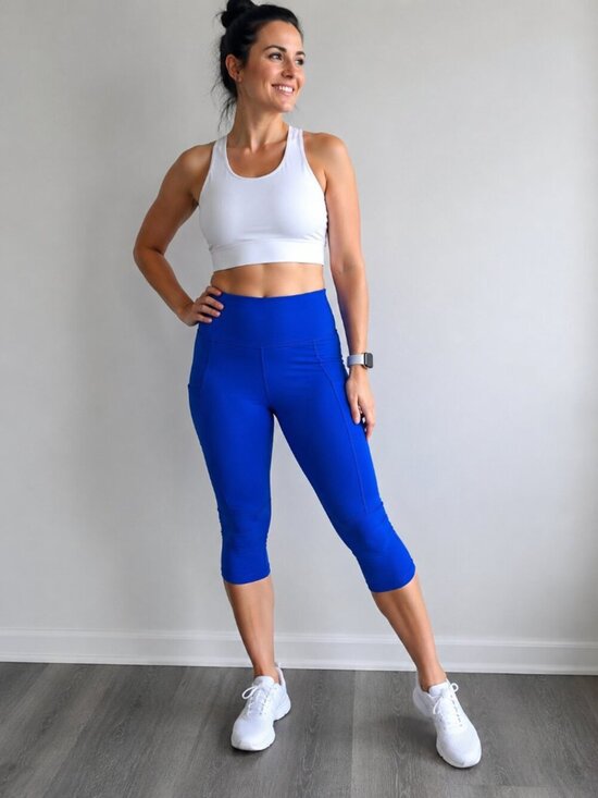Spyder Pants - Spyder Active Sport Capri Leggings Women’s Medium Bright Blue High Rise Pockets